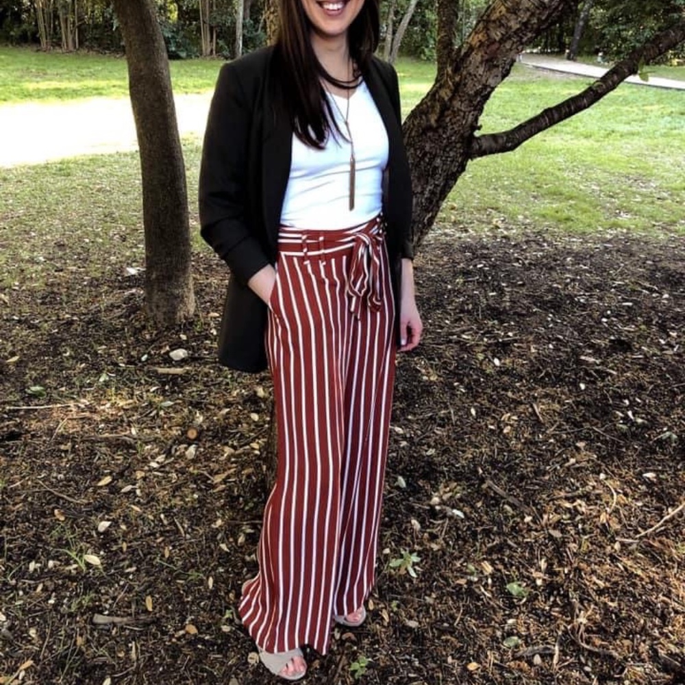 Striped wide leg pants